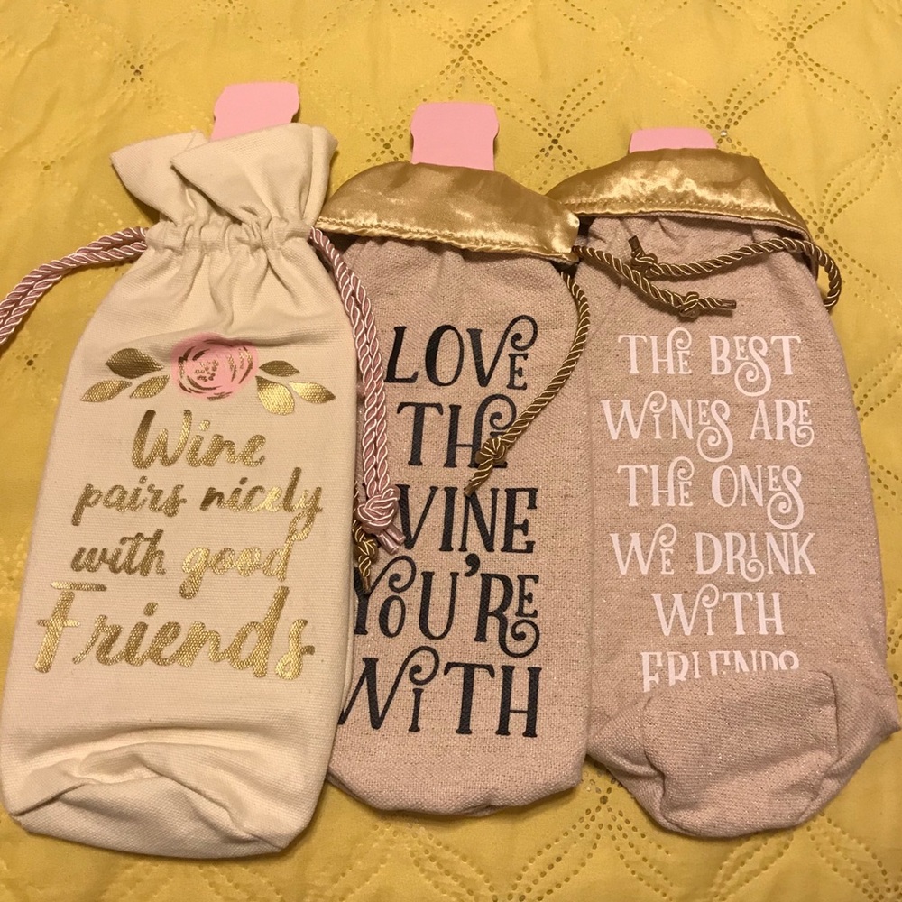 Holiday. Three (3) Love Wine Gift Bags. Holiday season.